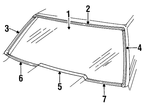 1985 Mercury Capri Windshield Glass Diagram