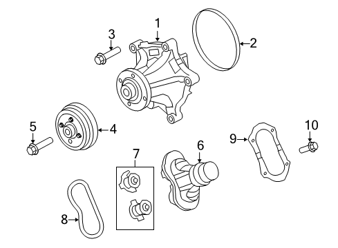 2008 Ford F-350 Super Duty Pulley - Water Pump Diagram for 8C3Z-8509-A