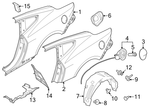 2024 Ford Mustang Quarter Panel & Components Diagram