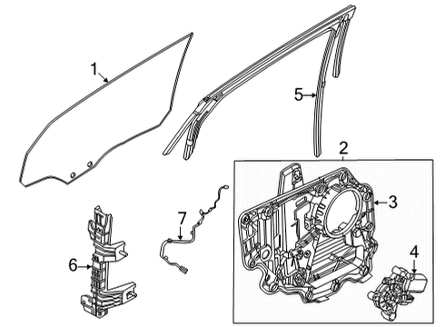 2023 Ford Mustang Mach-E Glass - Rear Door Diagram