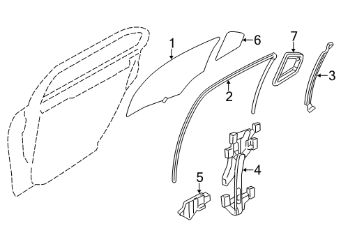 2011 Lincoln MKZ Rear Door - Glass & Hardware Diagram