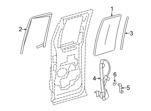 2004 Ford F-150 Rear Door - Glass & Hardware Diagram 3 - Thumbnail