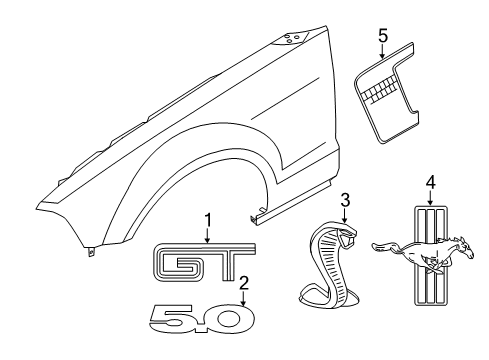 2014 Ford Mustang Exterior Trim - Fender Diagram