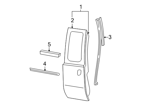 2008 Ford F-350 Super Duty Rear Door & Components, Exterior Trim, Trim Diagram