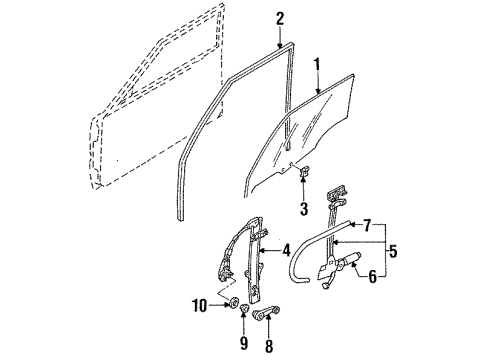 1992 Mercury Tracer Handle Window Regulator Diagram for F1CZ5823342D