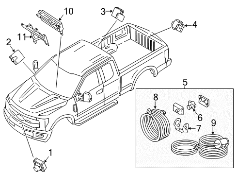 2021 Ford F-250 Super Duty Parking Aid Diagram 1 - Thumbnail