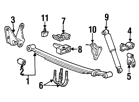 1990 Ford Ranger Rear Suspension Components, Stabilizer Bar Diagram 1 - Thumbnail