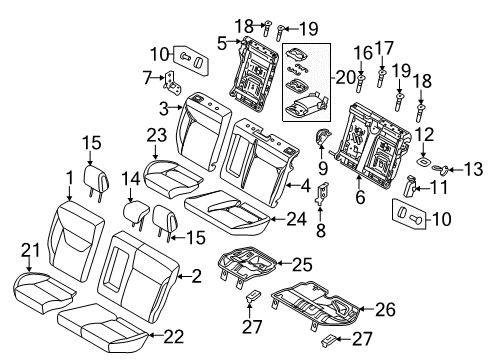 2017 Ford Focus Rear Seat Cushion Cover Assembly Diagram for H1EZ-5863804-BA