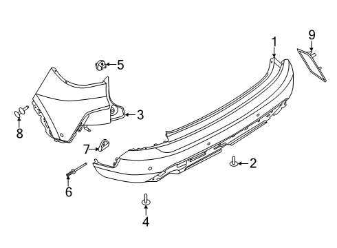 2022 Ford Escape Bumper & Components - Rear Diagram 3 - Thumbnail