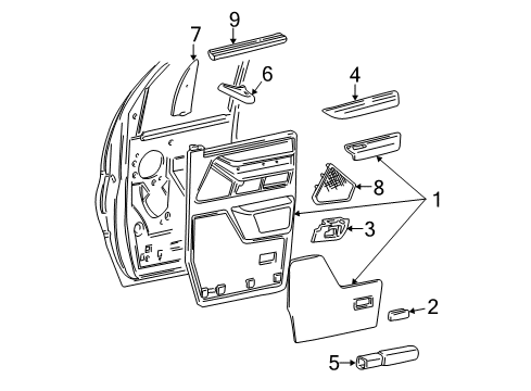 1995 Ford E-350 Econoline Club Wagon Interior Trim - Door Diagram