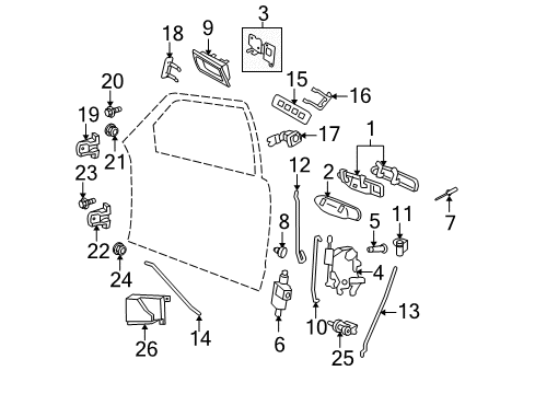 2004 Mercury Grand Marquis Handle Assy - Door - Outer Diagram for 3W3Z-5422405-AAB