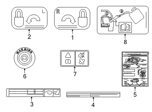 2012 Ford Escape Decal - Child Safety Lock Diagram for 1U5Z-297A12-BA