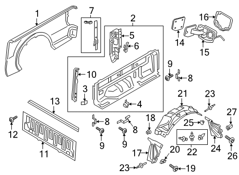 2020 Ford Ranger SHIELD - SPLASH - WHEELHOUSE Diagram for KB3Z-9928371-A