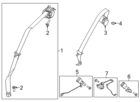 2023 Ford Escape Rear Seat Belts Diagram