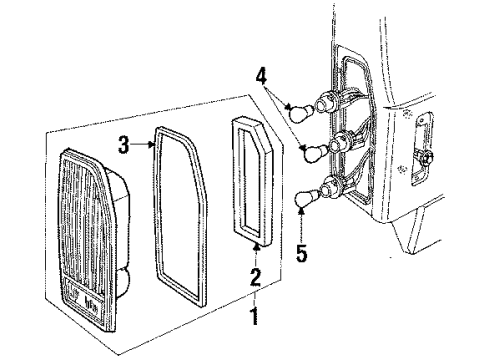 1988 Ford Country Squire Tail Lamps, Backup Lamps Diagram