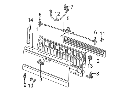 2001 Ford Ranger Tail Gate, Body Diagram 1 - Thumbnail