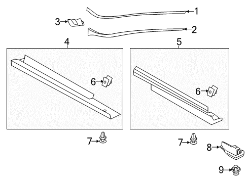 2014 Ford C-Max Exterior Trim - Pillars, Rocker & Floor Diagram