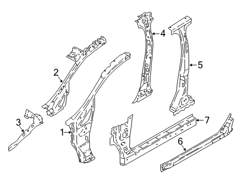 2022 Ford EcoSport PANEL ASY - "B" PILLAR - INNER Diagram for GN1Z-7424382-C