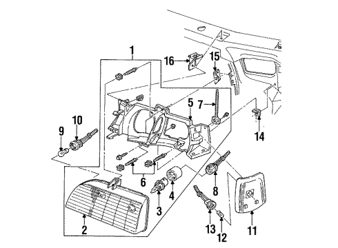 1988 Ford Taurus Bulb Diagram for E5LY-13N021-A