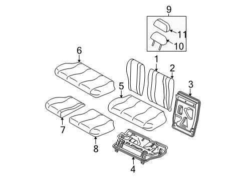 2003 Ford Focus Rear Seat Back Cover Assembly Diagram for 2M5Z-6166600-AAB