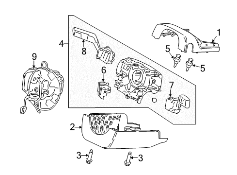 2019 Lincoln Continental Steering Column Shroud Assembly Diagram for GD9Z-3530-BJ