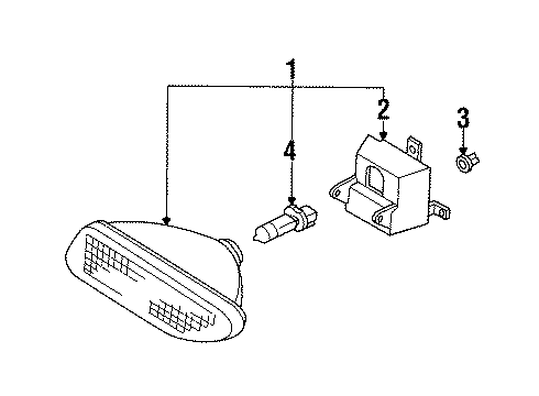 1999 Mercury Tracer Lamp Assembly Fog Rectangle Diagram for F7CZ15200AE