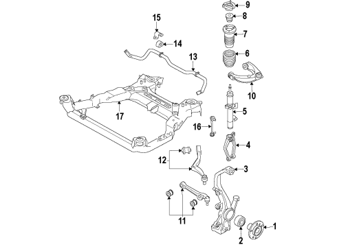 2010 Lincoln MKZ Front Suspension Components, Lower Control Arm, Upper Control Arm, Stabilizer Bar Diagram