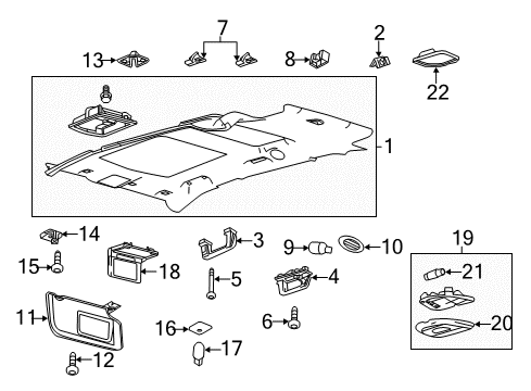 2014 Lincoln MKT Retainer - Roof Headlining Diagram for BB5Z-7850980-C