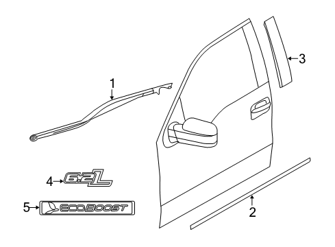 2012 Ford F-150 Exterior Trim - Front Door Diagram