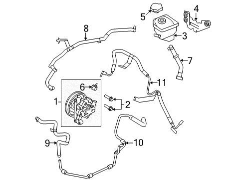 2010 Lincoln MKZ P/S Pump & Hoses, Steering Gear & Linkage Diagram