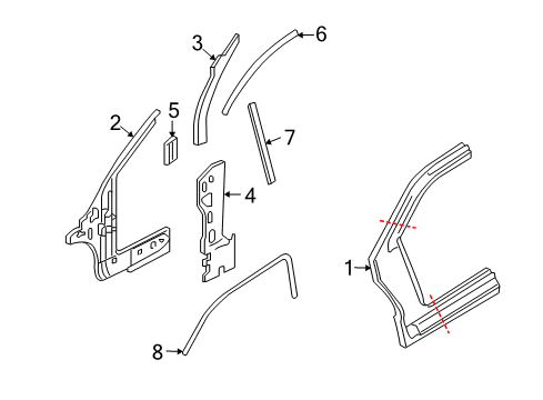 2007 Ford Focus Weatherstrip Assy - Door Opening Diagram for YS4Z-6151822-BA