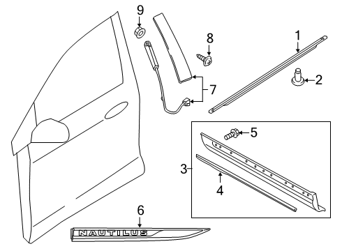 2019 Lincoln Nautilus Weatherstrip - Door Belt Diagram for FA1Z-5821452-B