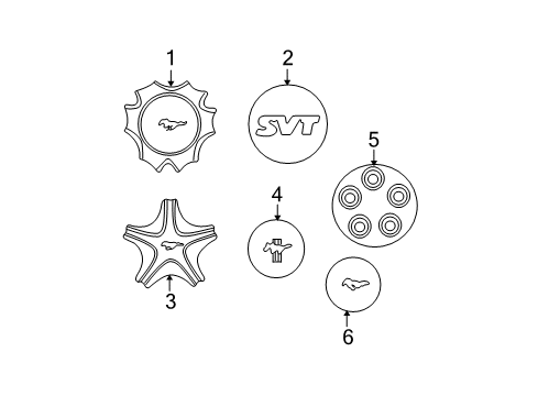 2002 Ford Mustang Wheel Covers & Trim Diagram