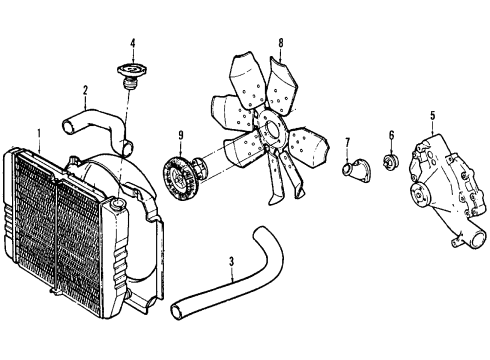 1991 Lincoln Mark VII Cooling System, Radiator, Water Pump, Cooling Fan Diagram