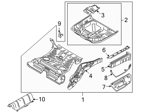 2009 Mercury Sable Rear Floor & Rails Diagram