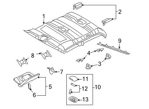 2010 Ford Explorer Sport Trac Headliner Diagram 1 - Thumbnail