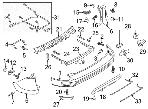 2015 Ford Escape Extension - Bumper Bar - Side Diagram for CJ5Z-17810-APTM