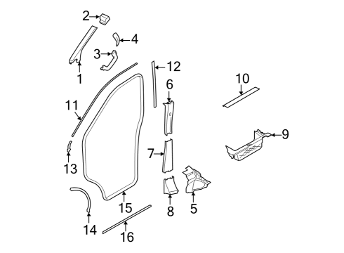 2023 Ford E-Transit Interior Trim - Pillars Diagram