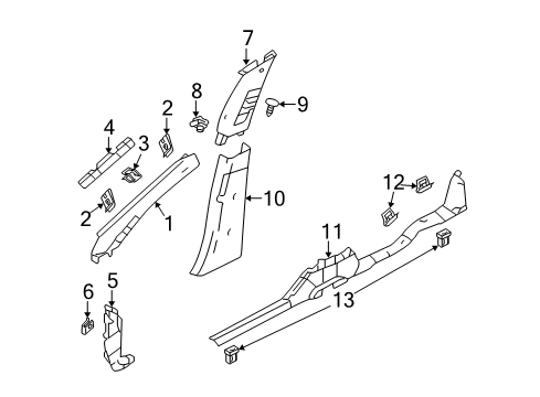 2009 Mercury Sable Interior Trim - Pillars, Rocker & Floor Diagram