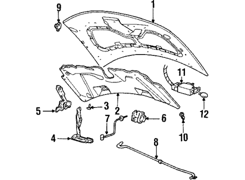 2003 Ford Windstar Hood & Components Diagram