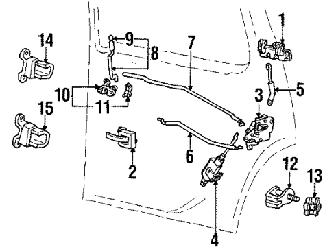 2000 Mercury Mountaineer Rear Door - Lock & Hardware Diagram