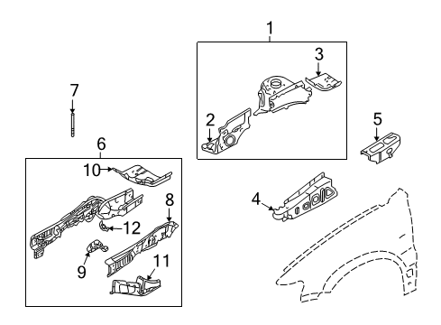 2007 Mercury Mariner Structural Components & Rails Diagram