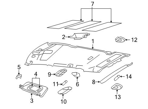 2004 Ford Explorer Headlining - Roof Diagram for 4L2Z-7851944-RAC