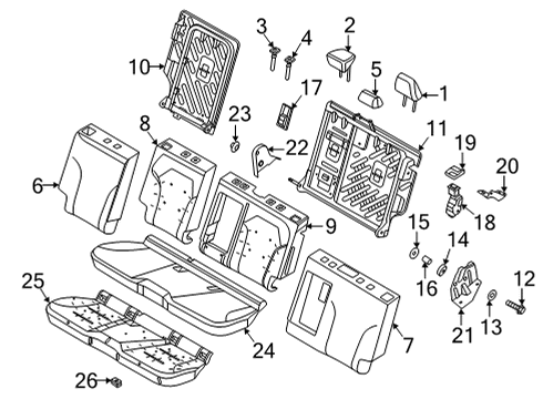 2021 Ford Mustang Mach-E Rear Seat Components Diagram