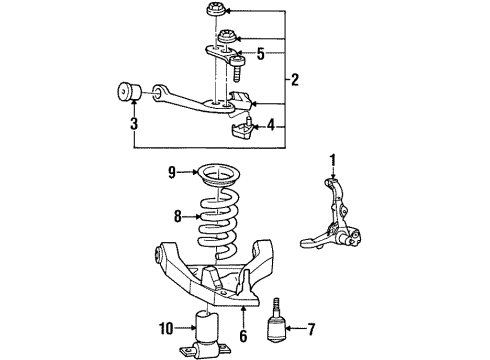 2000 Lincoln Town Car Front Suspension, Control Arm Diagram 1 - Thumbnail