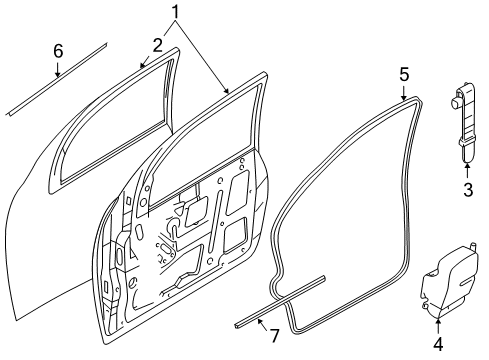 2005 Ford Focus Weatherstrip Assy - Door Opening Diagram for 2M5Z-5420708-BA