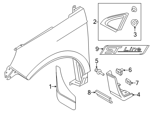 2024 Ford Edge MOULDING Assembly - FENDER Diagram for GT4Z-16A038-AC