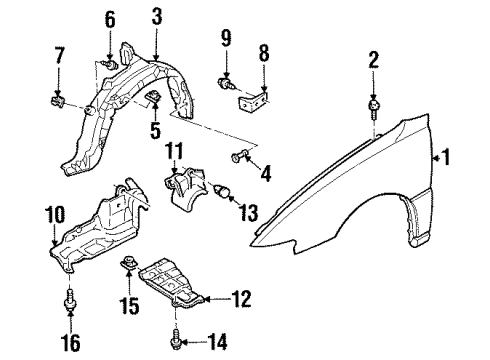 2000 Ford Escort Fender Assembly - Front Diagram for F8CZ-16006-BA