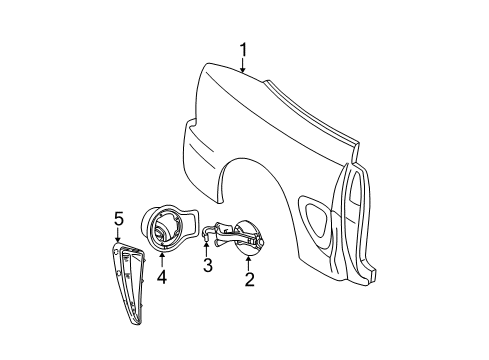 2001 Ford Mustang Quarter Panel & Components Diagram 1 - Thumbnail