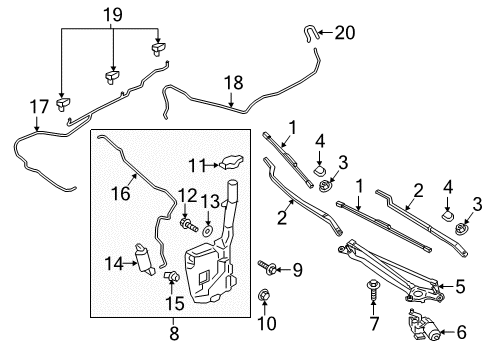 2019 Lincoln Continental Wiper & Washer Components, Body Diagram